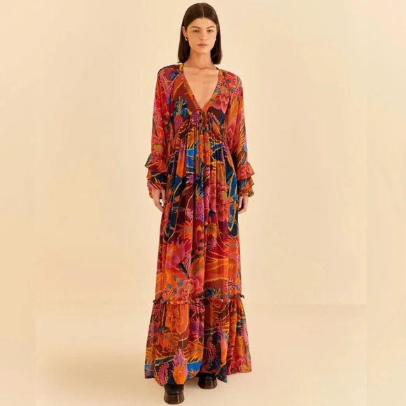 Farm Rio Vintage Wave Maxi Dress Small NWT - Picture 16 of 16